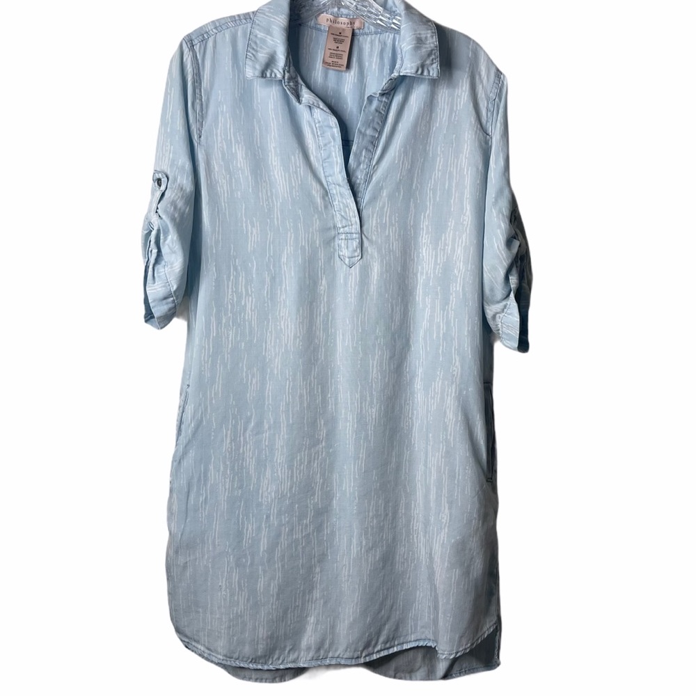 Philosophy Chambray Light Blue Shirt Dress Size M